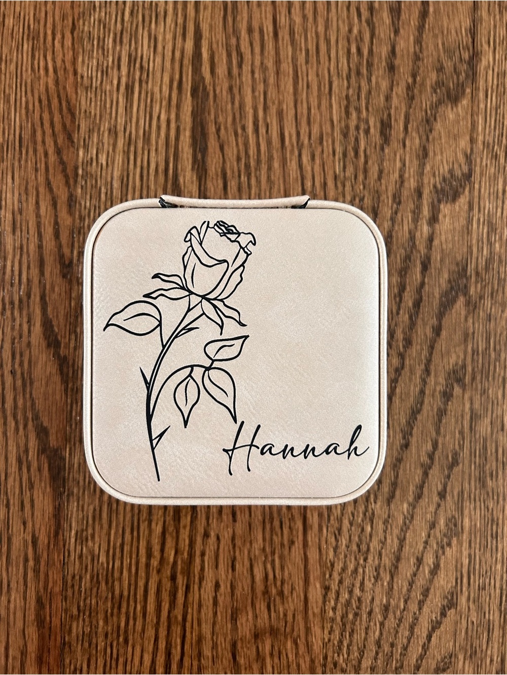 Personalized Rose Compact Jewelry Case - Hannah